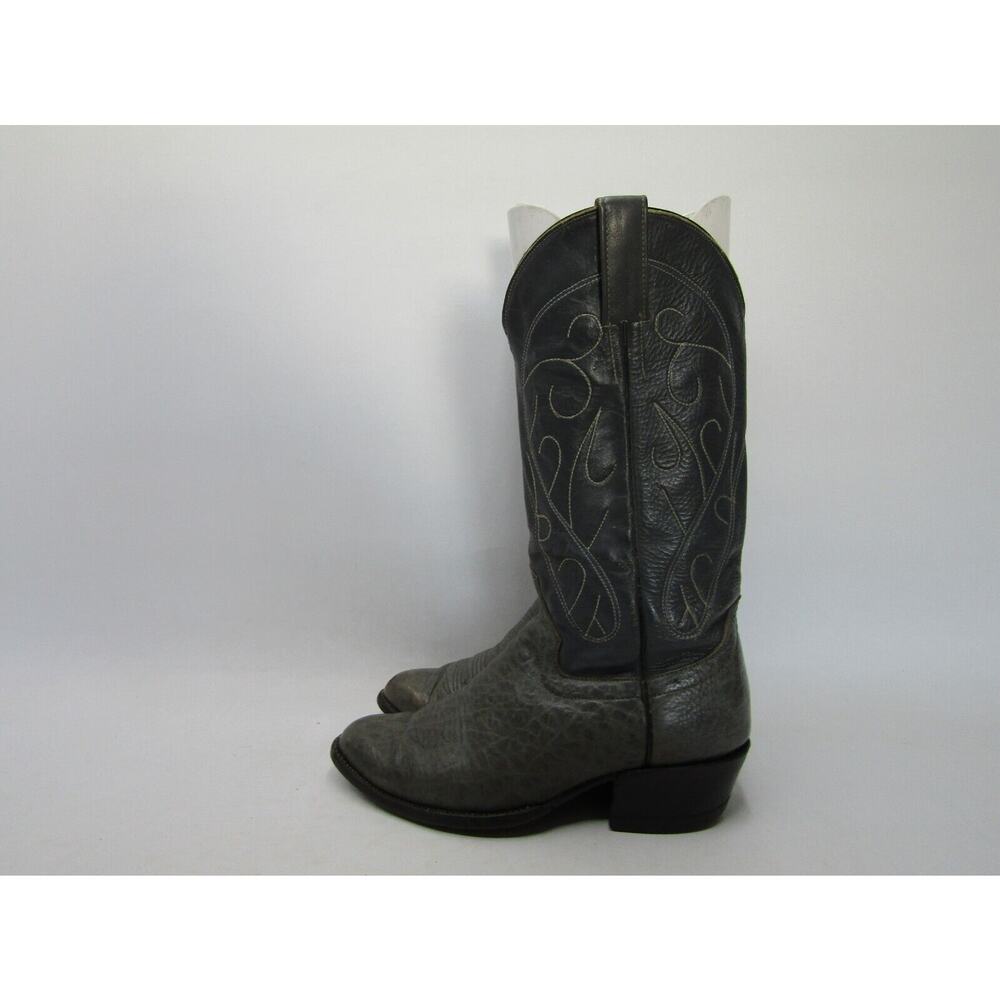 Cowtown Mens Size 7.5 EE Gray Leather Bullhide Cowboy Western Boots